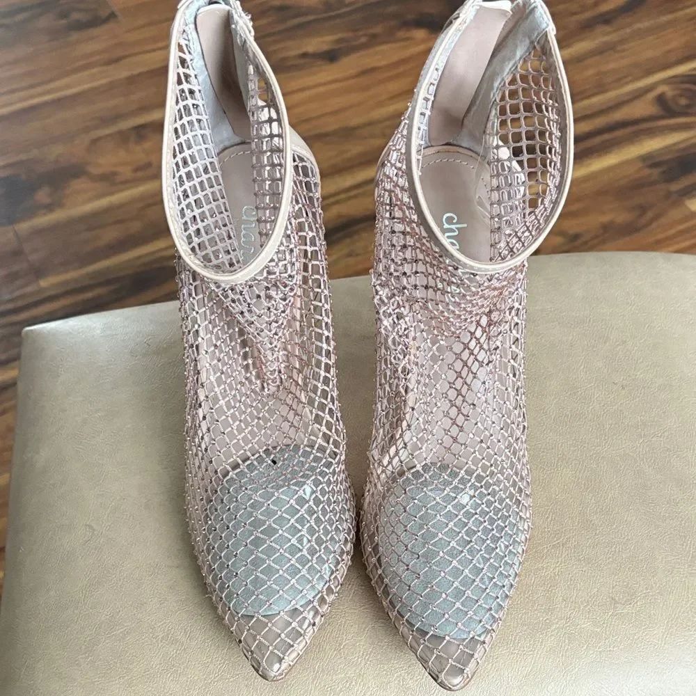 Charles David Mesh Heels - Pink and Silver